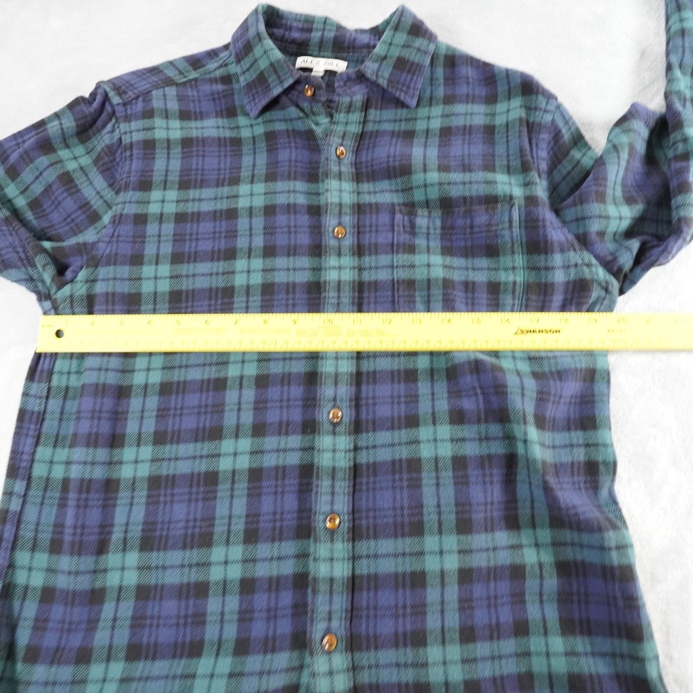 Alex Mill Flannel Button Down Shirt M Plaid Blue Green Cotton Heritage Classic - Picture 6 of 12